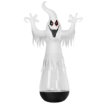 12ft Inflatable Halloween Decor Half-Body Clear PVC White Ghost with 2 LED Lights & 1 Stage Light, Black & White, 12V 2000mA US Power Adapter - Image 2