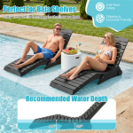 HDPE In-Pool Lounge Chair with Rear Rolling Wheels, 450 LBS Capacity S-Curve Ergonomic Pool Chaise for 5.5"-8.5" Water Depth 304 Stainless Steel Hardware Weather Resistant Sun Shelf Pool Float Seat - Dark Gray - Image 4