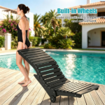 HDPE In-Pool Lounge Chair with Rear Rolling Wheels, 450 LBS Capacity S-Curve Ergonomic Pool Chaise for 5.5"-8.5" Water Depth 304 Stainless Steel Hardware Weather Resistant Sun Shelf Pool Float Seat - Dark Gray - Image 6