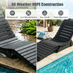 HDPE In-Pool Lounge Chair with Rear Rolling Wheels, 450 LBS Capacity S-Curve Ergonomic Pool Chaise for 5.5"-8.5" Water Depth 304 Stainless Steel Hardware Weather Resistant Sun Shelf Pool Float Seat - Dark Gray - Image 7