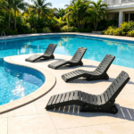 HDPE In-Pool Lounge Chair with Rear Rolling Wheels, 450 LBS Capacity S-Curve Ergonomic Pool Chaise for 5.5"-8.5" Water Depth 304 Stainless Steel Hardware Weather Resistant Sun Shelf Pool Float Seat - Dark Gray - Image 8