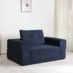 Compression Human Dog Sofa Bed for Adult & Pets,Modern Floor Couch With Pillow for Living Room Bedroom,Corduroy Fabric,No Assembly Required, Dark Blue - Image 4