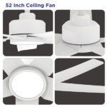 52 inch Ceiling Fans with Lights, Large Air Volume Ceiling Fans with Reversible Quiet DC Motor and Remote, 5D-W5, 5X-W5[Unable ship on weekends, TK/TEMU only for pickup, only TX10643 warehouse supports GOFO] - Image 3