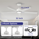 52 inch Ceiling Fans with Lights, Large Air Volume Ceiling Fans with Reversible Quiet DC Motor and Remote, 5D-W5, 5X-W5[Unable ship on weekends, TK/TEMU only for pickup, only TX10643 warehouse supports GOFO] - Image 4