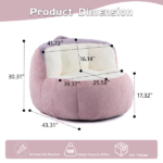 Oversized Bean Bag Chairs,Multicolor Faux Fur Couch Filled with Shredded Sponge,Large Lounger Sofa For Living Room,No Assembly Required , Pink+White+Purple - Image 5