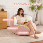 Oversized Bean Bag Chairs,Multicolor Faux Fur Couch Filled with Shredded Sponge,Large Lounger Sofa For Living Room,No Assembly Required , Pink+White+Purple - Image 6