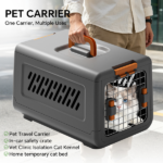 grey aviation enclosed cat litter box with handle, spacious anti tracking cat toilet, ideal choice for indoor cats and travel
