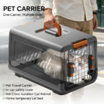 grey aviation enclosed cat litter box with handle, spacious anti tracking cat toilet, ideal choice for indoor cats and travel - Image 3