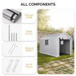6x10 FT Storage Shed with 2 Roll-up Windows, Heavy Duty Bike Tent - Image 4