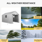 6x10 FT Storage Shed with 2 Roll-up Windows, Heavy Duty Bike Tent - Image 6