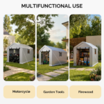 6x10 FT Storage Shed with 2 Roll-up Windows, Heavy Duty Bike Tent - Image 7