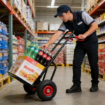 Heavy duty manual truck with double handles 330 lb steel trolley for moving heavy platform truck with 10 "rubber wheels for moving/warehouse/garden/grocery