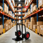 Heavy duty manual truck with double handles 330 lb steel trolley for moving heavy platform truck with 10 "rubber wheels for moving/warehouse/garden/grocery - Image 3