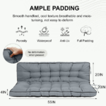 Outdoor Swing Cushions 55 Inch, Waterproof 4" Thick Porch Swing Cushion Replacement with Backrest and Ties, Comfortable 2-3 Seat Pation Swing Pad for Backyard, Garden, Lawn, Outdoor Furniture Light grey - Image 6
