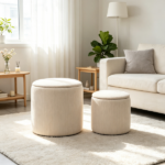 Cream White 2-Piece with Storage – Stool, Removable Wood Lid, Hidden Space - Image 7