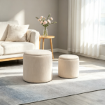 Cream White 2-Piece with Storage – Stool, Removable Wood Lid, Hidden Space - Image 8