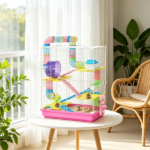 Pink 5-Tier Portable Hamster Cage – for Short Trip Outing, Small Animal Travel Carrier with Tunnel Tubes - Image 2