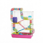 Pink 5-Tier Portable Hamster Cage – for Short Trip Outing, Small Animal Travel Carrier with Tunnel Tubes - Image 3