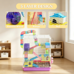 Pink 5-Tier Portable Hamster Cage – for Short Trip Outing, Small Animal Travel Carrier with Tunnel Tubes - Image 7