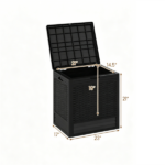 25 Gallon Outdoor Deck Box, Weatherproof PP Storage Chest with Rattan Texture, Lockable Patio Organizer Box as Side Table Extra Seat - Black - Image 4