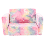 Glow-in-the-Dark Kids Foldable Sofa Bed All-Sponge Single Chaise Lounge Pink Unicorn Flannel - Image 3