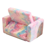 Glow-in-the-Dark Kids Foldable Sofa Bed All-Sponge Single Chaise Lounge Pink Unicorn Flannel - Image 4