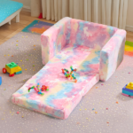 Glow-in-the-Dark Kids Foldable Sofa Bed All-Sponge Single Chaise Lounge Pink Unicorn Flannel - Image 8