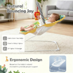 Ergonomic Infant Rocking Bouncer with Adjustable Volume & Vibration Levels, Sturdy Metal Frame Non-Slip Foot Pads Lightweight Baby Soothing Chair Holds Up to 20 LBS - Image 7