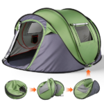 4 Person Pop Up Tent for Camping, Waterproof Instant Family Tent with Front Awning, Automatic Tent Throw Pop Up Instant Flip Pop Tent for Camping, Green - Image 2