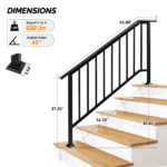Handrails for Outdoor Steps Fits 4 to 5 Steps - Image 4