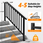 Handrails for Outdoor Steps Fits 4 to 5 Steps - Image 5