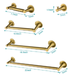 6 Piece Brass Bathroom Towel Rack Set Wall Mount - Image 3