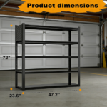 Heavy Duty Garage Shelving Units 72"H48"W24"D, 5-Tier Steel Adjustable Metal Storage Shelves,3000 lbs Industrial Rack for Garage Organization,Basement,Warehouse,Workshop,Utility Shelving for Tools - Image 3