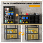 Heavy Duty Garage Shelving Units 72"H48"W24"D, 5-Tier Steel Adjustable Metal Storage Shelves,3000 lbs Industrial Rack for Garage Organization,Basement,Warehouse,Workshop,Utility Shelving for Tools - Image 7