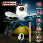2-in-1 Camping Fan with LED Lantern Remote Control, 4 Wind Speeds 3 Light Brightness Timer Function 7200mAh Rechargeable Hanging Tent Fan - Image 6