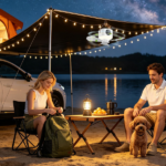 2-in-1 Camping Fan with LED Lantern Remote Control, 4 Wind Speeds 3 Light Brightness Timer Function 7200mAh Rechargeable Hanging Tent Fan - Image 7