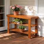 35.43"*11.02"*17.72" 3-Tier Bamboo Shoe Rack Walnut - Image 2