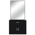 Black Salon Cabinet with Mirror, 1 Drawer & 1 Door, Made of 15mm E0 Matt Particle Board - Image 2