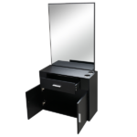 Black Salon Cabinet with Mirror, 1 Drawer & 1 Door, Made of 15mm E0 Matt Particle Board - Image 6