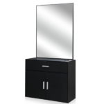 Black Salon Cabinet with Mirror, 1 Drawer & 1 Door, Made of 15mm E0 Matt Particle Board - Image 8