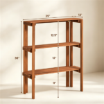 Natural Wood Folding Storage Shelf, Slatted Drainage Design Portable Display Rack for Indoor Outdoor Shoe & Plant Organizer 3-Tier Storage Shelves - Image 7
