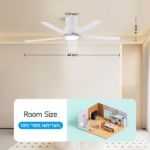 44 inch Ceiling Fans with Lights, Large Air Volume Ceiling Fans with Reversible Quiet DC Motor and Remote, 5D-W5, 5X-W5[Unable ship on weekends, TK/TEMU only for pickup, only TX10643 warehouse supports GOFO] - Image 4