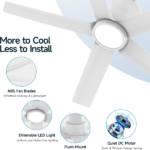 44 inch Ceiling Fans with Lights, Large Air Volume Ceiling Fans with Reversible Quiet DC Motor and Remote, 5D-W5, 5X-W5[Unable ship on weekends, TK/TEMU only for pickup, only TX10643 warehouse supports GOFO] - Image 5