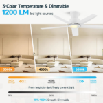 44 inch Ceiling Fans with Lights, Large Air Volume Ceiling Fans with Reversible Quiet DC Motor and Remote, 5D-W5, 5X-W5[Unable ship on weekends, TK/TEMU only for pickup, only TX10643 warehouse supports GOFO] - Image 7
