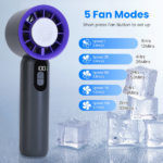 100 Speed Handheld Cooling Fan with Superconducting Ice Pack, 3000mAh Rechargeable Portable Mini Air Cooler with LCD Display for Summer Outdoor Travel - Image 4