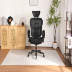 500LBS Big and Tall Office Chair Mesh Breathable, Gaming Chair with Adjustable Backrest Height & Headrest Angle & Adaptive Lumbar Lupport, Executive Computer Desk Chair with 2D Flip-Up Arms,Black. - Image 4