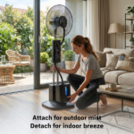 US Standard MH-MF40C Misting Fan, 110V 70W, 16 Inch Household Standing Mist Fan, 2.5L Detachable Water Tank, LED Display, PP Material & Aluminum Motor, Black, Ventilation & Humidification, Touch & Remote Control - Image 8