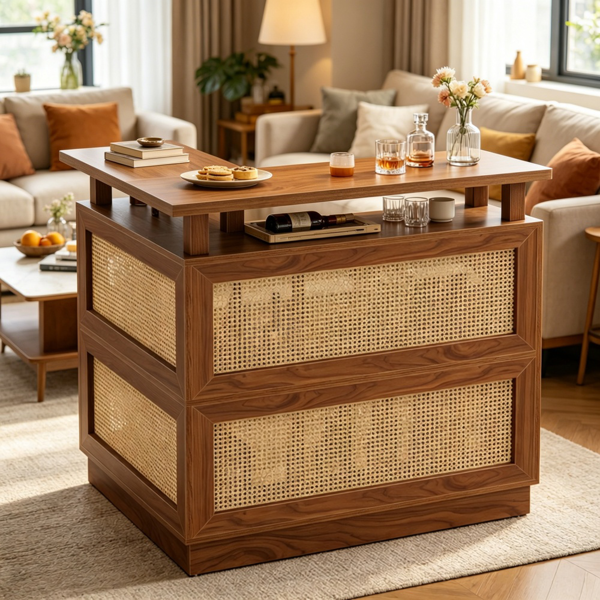 42986712_1 Rattan Bar Table - Image 1