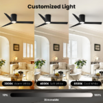 Ceiling Fans with Dimmable Led Lights, 52 Inch Flush Mount Ceiling Fan Remote Control, Quiet DC Reversible Motor for Summer Winter, Low Profile Modern ABS Blades Indoor Use, 3X-Z3[Unable ship on weekends, TK/TEMU only for pickup, only TX10643 warehouse supports GOFO] - Image 7