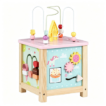 Wooden Activity Cube for Toddlers, Multi-Side Play Center with Pretend Kitchen & Storage Compartment, Montessori Educational Toy for 18+ Months - Image 3